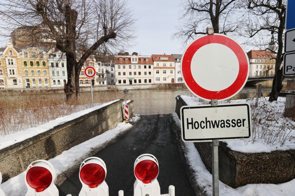 Thüringen Schild Hochwasser