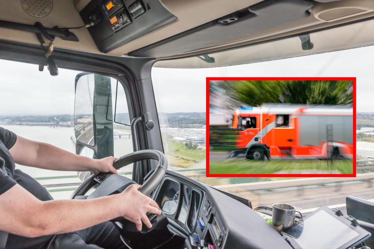 Ein Lkw-Fahrer hat auf der Autobahn einen Knall gehört. Plötzlich sah er Flammen. (Symbolbild)