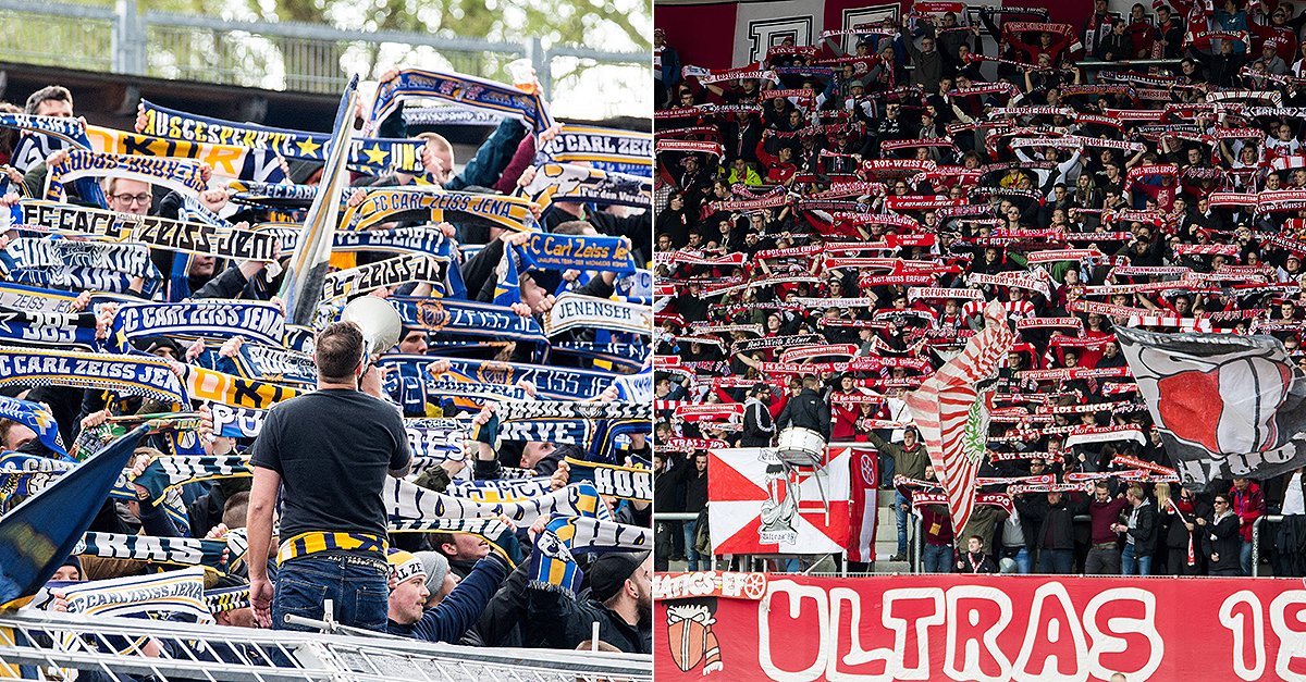 Fans von Carl Zeiss Jena und Rot-Weiß Erfurt