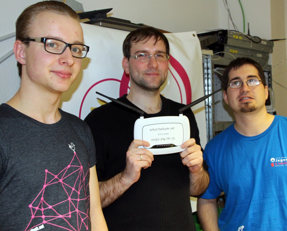 Freifunker im Bytespeicher (von links): Marvin Hedderich, Stephan Jauch und Martin Hilpert.