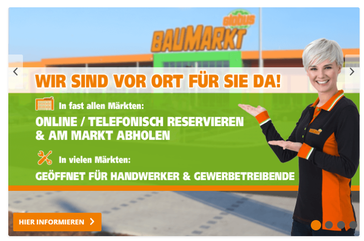 Unter anderem bei den Globus-Baumärkten in Thüringen kannst du deine ware online bestellen und kurz danach am markt abholen.