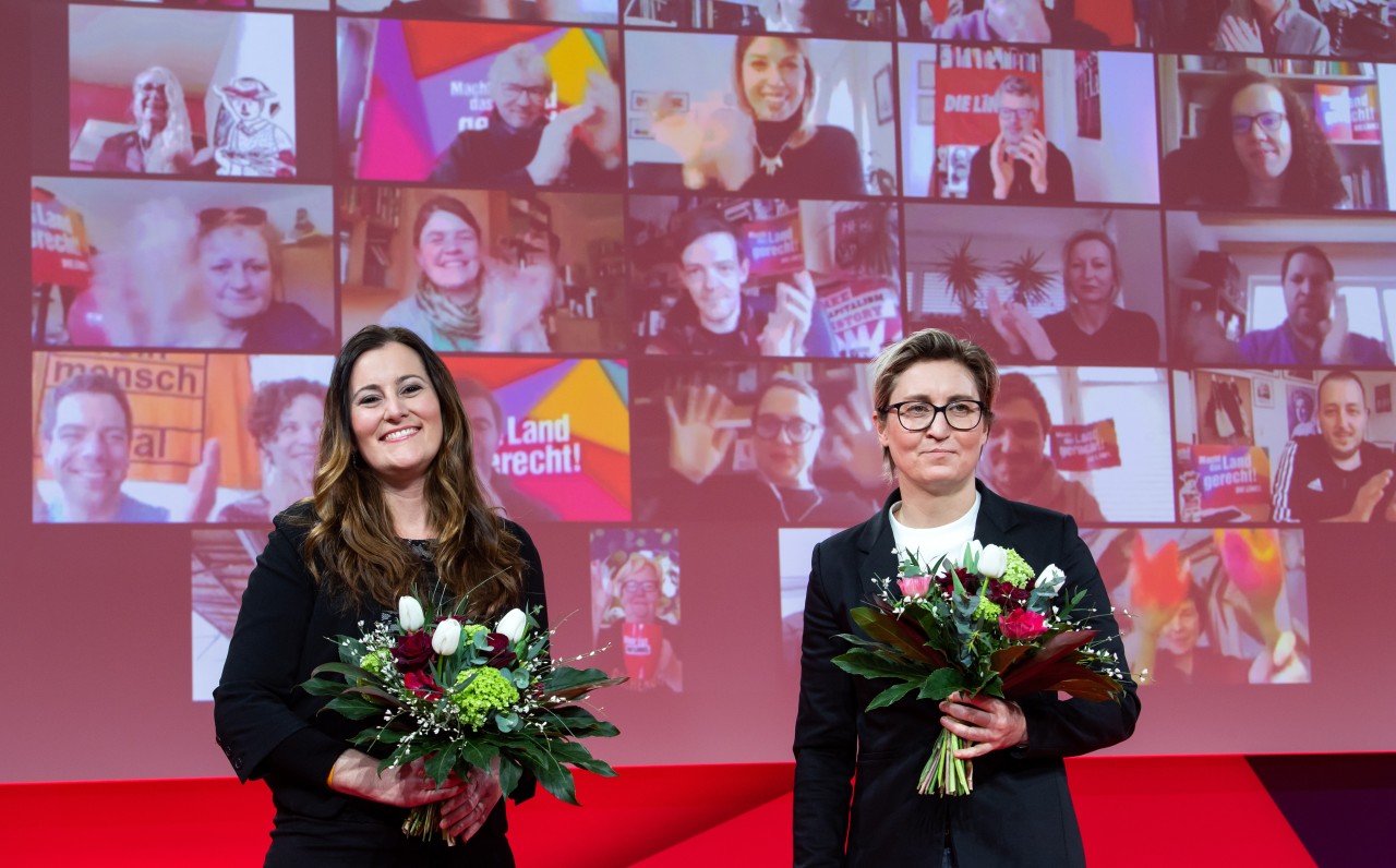 Janine Wissler ( links) und Susanne Hennig-Wellsow, die neuen Bundesvorsitzenden der Partei Die Linke.