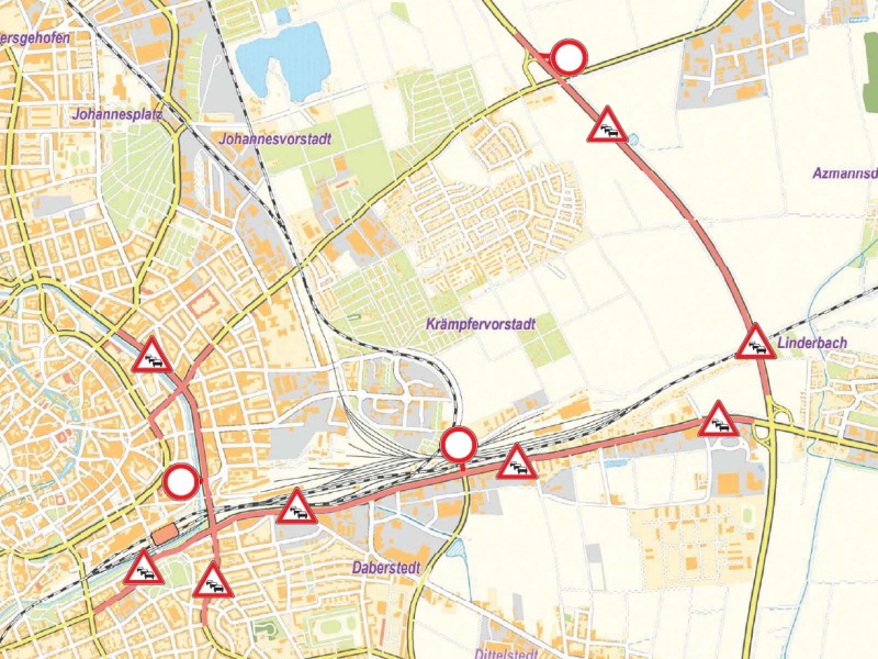 20. August bis 24. August:
Weiterhin Sperrung der westlichen Fahrbahn der Stauffenbergallee vom Leipziger Platz bis zur Weimarischen Straße sowie Sperrung der nördlichen Fahrbahn der Weimarischen Straße zwischen Dittelstedter Weg und Azmannsdorfer Weg.