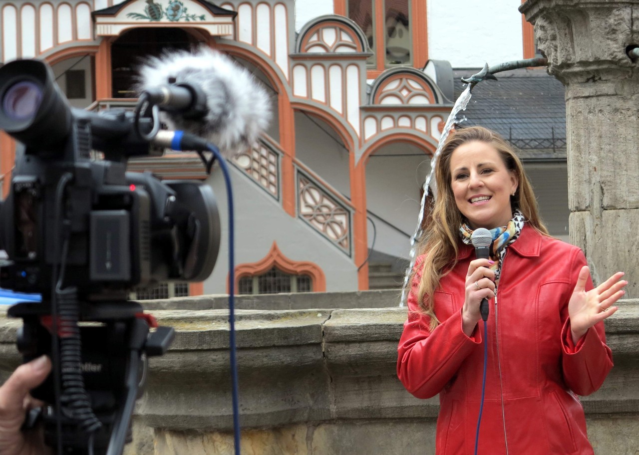 Katharina Herz beim TV-Dreh.