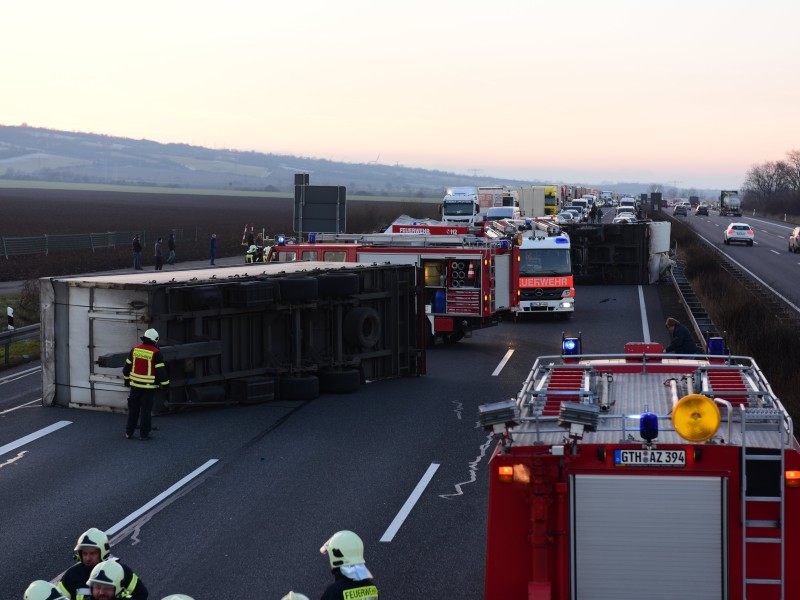 Lkw-Unfall auf der A4 - Autobahn bei Gotha gesperrt
