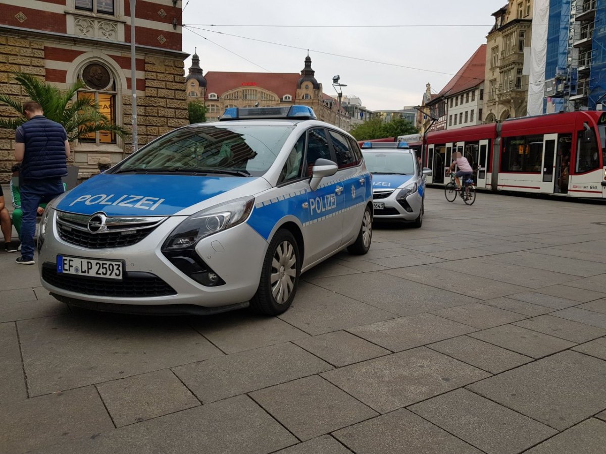 Polizei am Anger in Erfurt