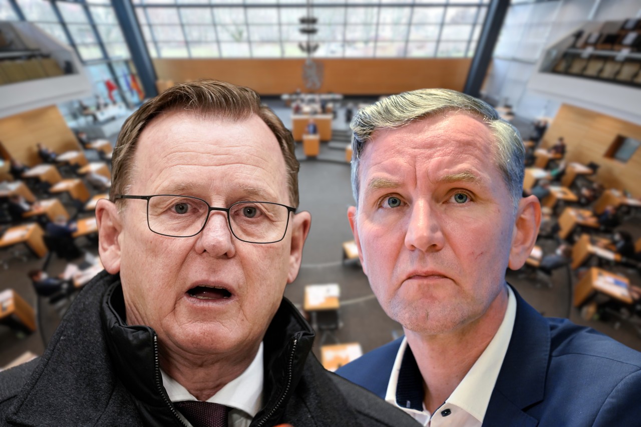 Die Parteien von Bodo Ramelow (links) und Björn Höcke liegen in der Wählergunst in Thüringen aktuell Kopf an Kopf. (Symbolbild)