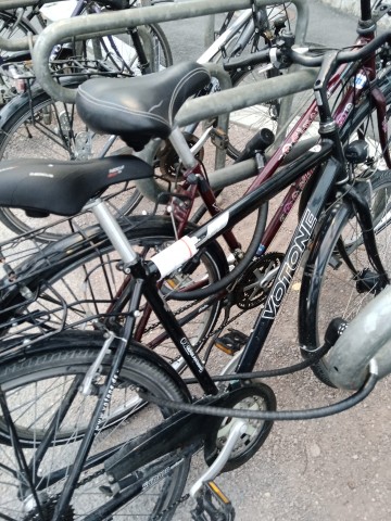 Fahrräder werden in Weimar am Bahnhof angekettet und rosten dort vor sich hin.