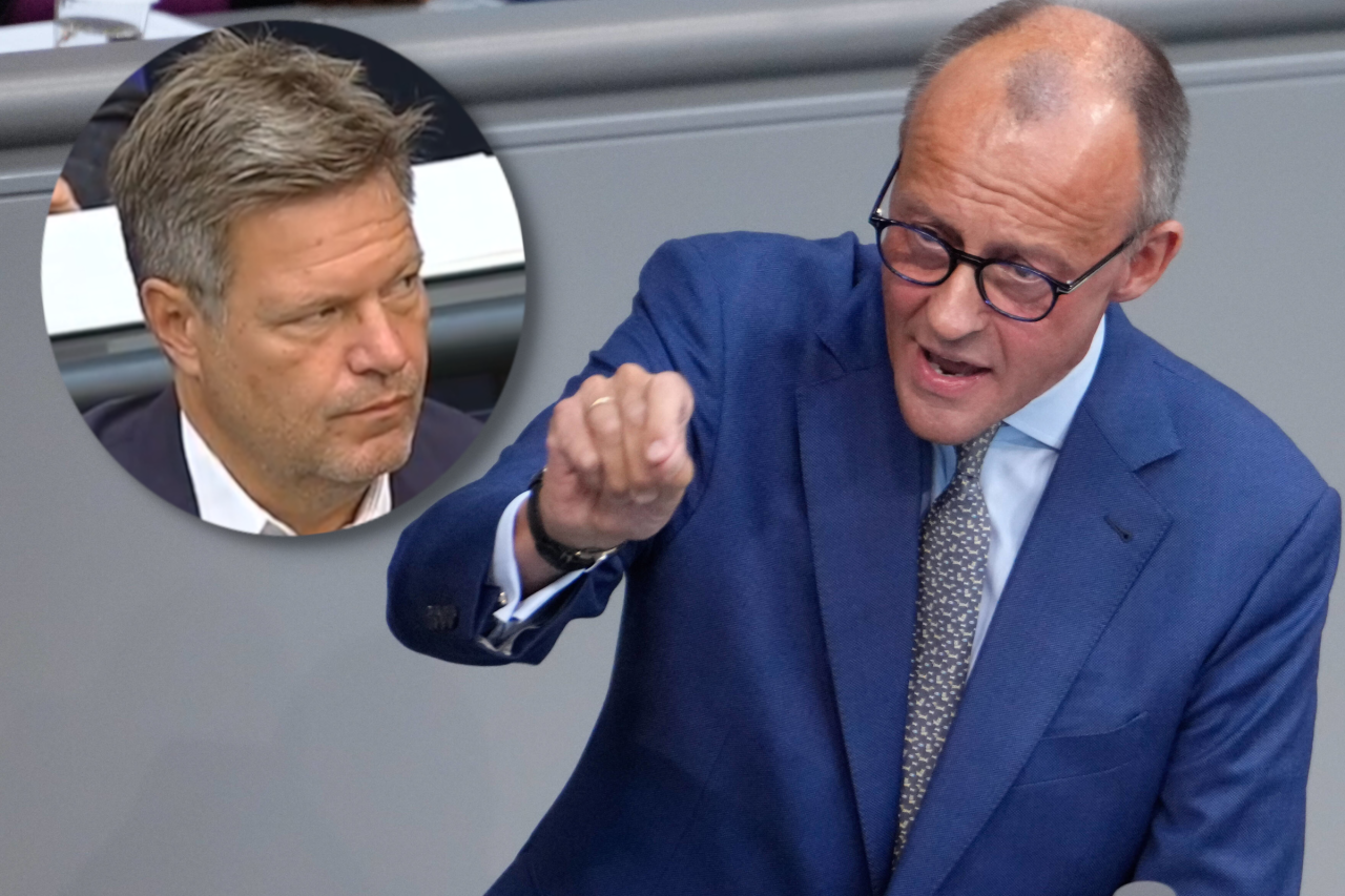 Friedrich Merz und Robert Habeck am Mittwoch im Bundestag. 