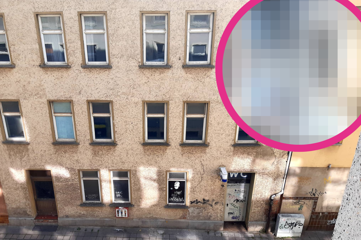 Leerstehendes Haus in der Schmidstedter Straße in Erfurt mit Pixel-Kreis