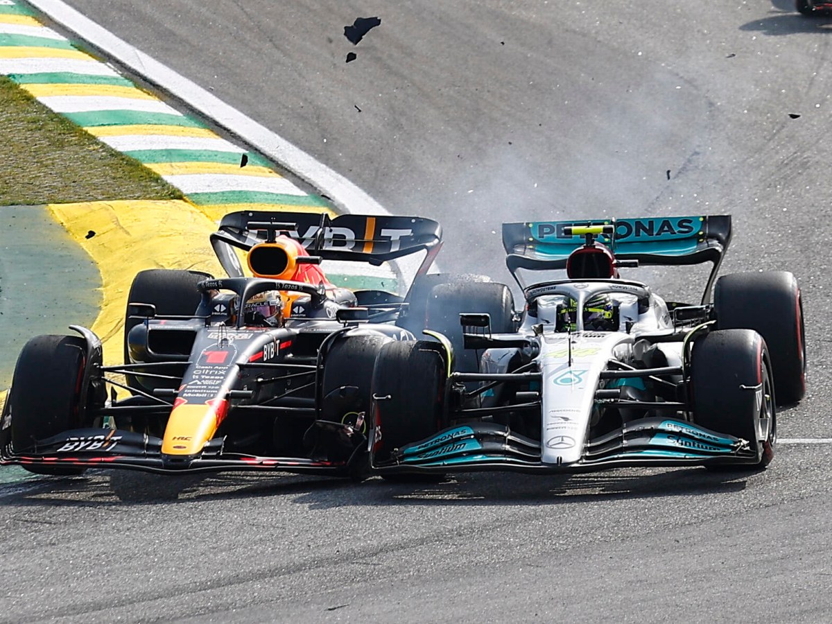 Crash in der Formel 1 zwischen Max Verstappen und Lewis Hamilton.