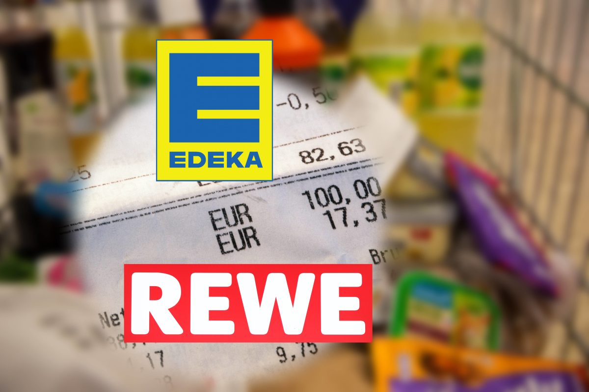 Edeka, Rewe und Co. Produkte im Einkaufskorb