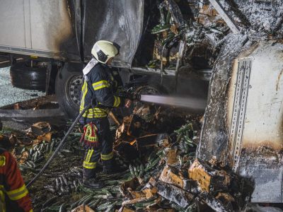 Auf der A9 in Thüringen ist ein Gurken-Laster in Flammen aufgegangen. Die Feuerwehr war schnell da und konnte Schlimmeres verhindern.