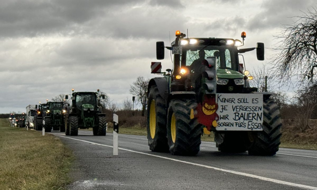 Auch im Saale-Orla-Kreis in Thüringen: Dutzende Landwirte haben ihrem Frust am Donnerstag per Traktor-Korso Luft gemacht.