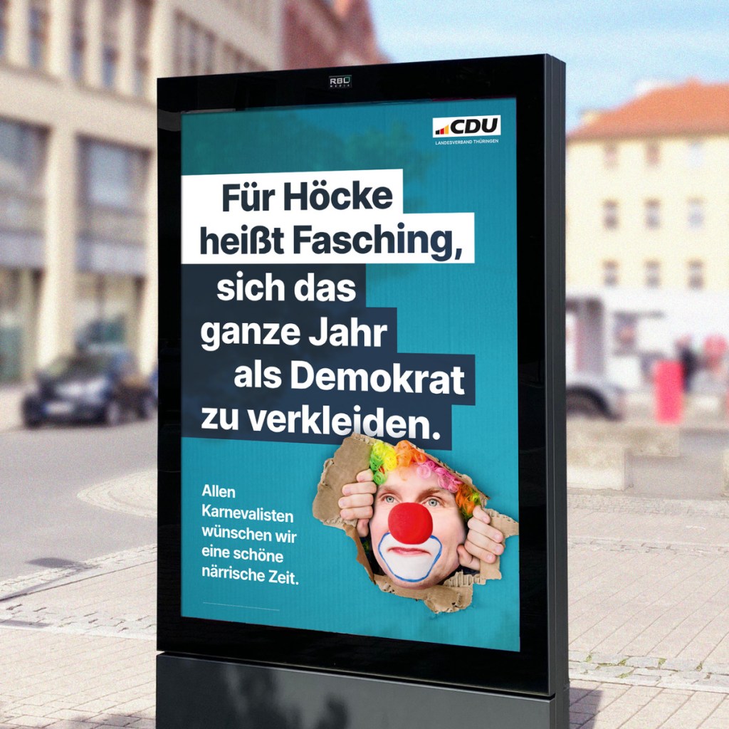 25 dieser Plakate hat die Thüringer CDU in drei Städten aufhängen lassen.