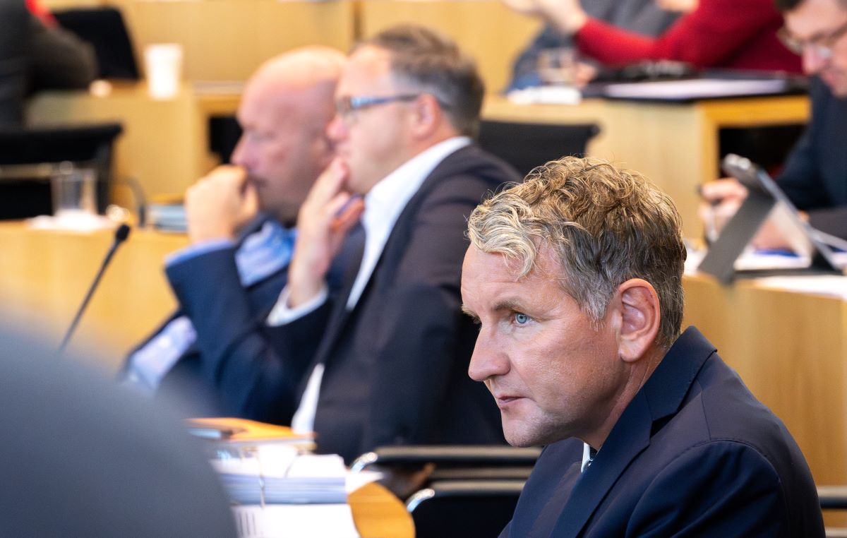 AFD-Politiker Björn Höcke und CDU-Politiker Mario Voigt im Landtag in Thüringen.
