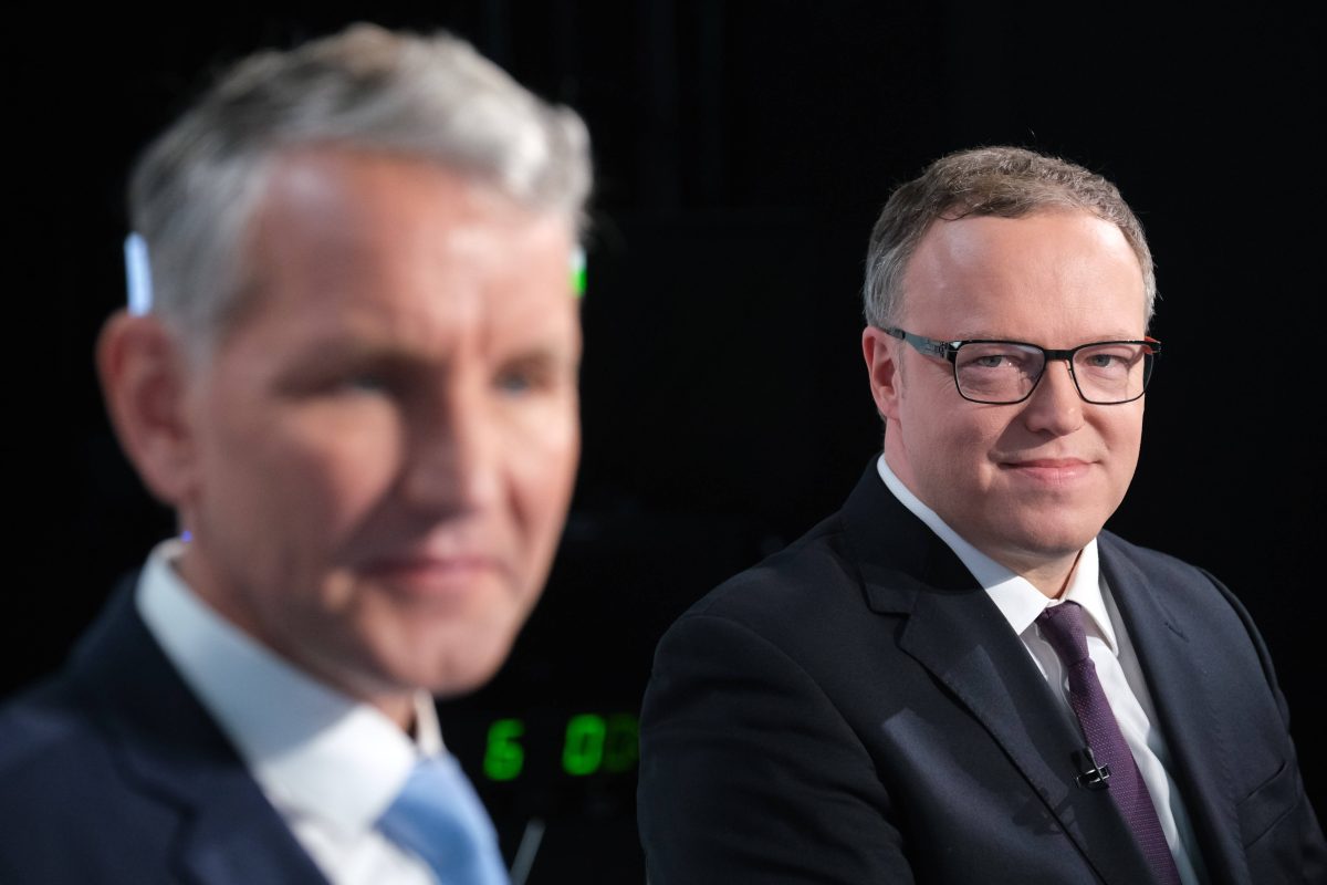 Mario Voigt (CDU) ist nach dem TV-DUell mit Björn Hocke (AFD) siegessicher. (Archivbild)