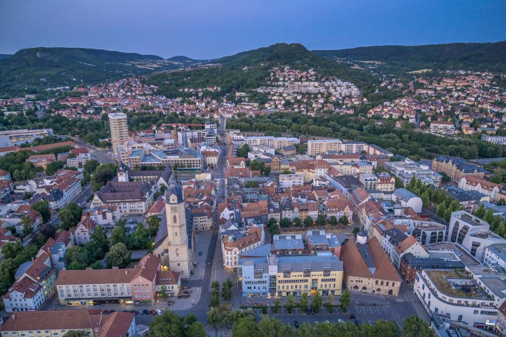 Stadtansicht östliche Altstadt, Jena von oben